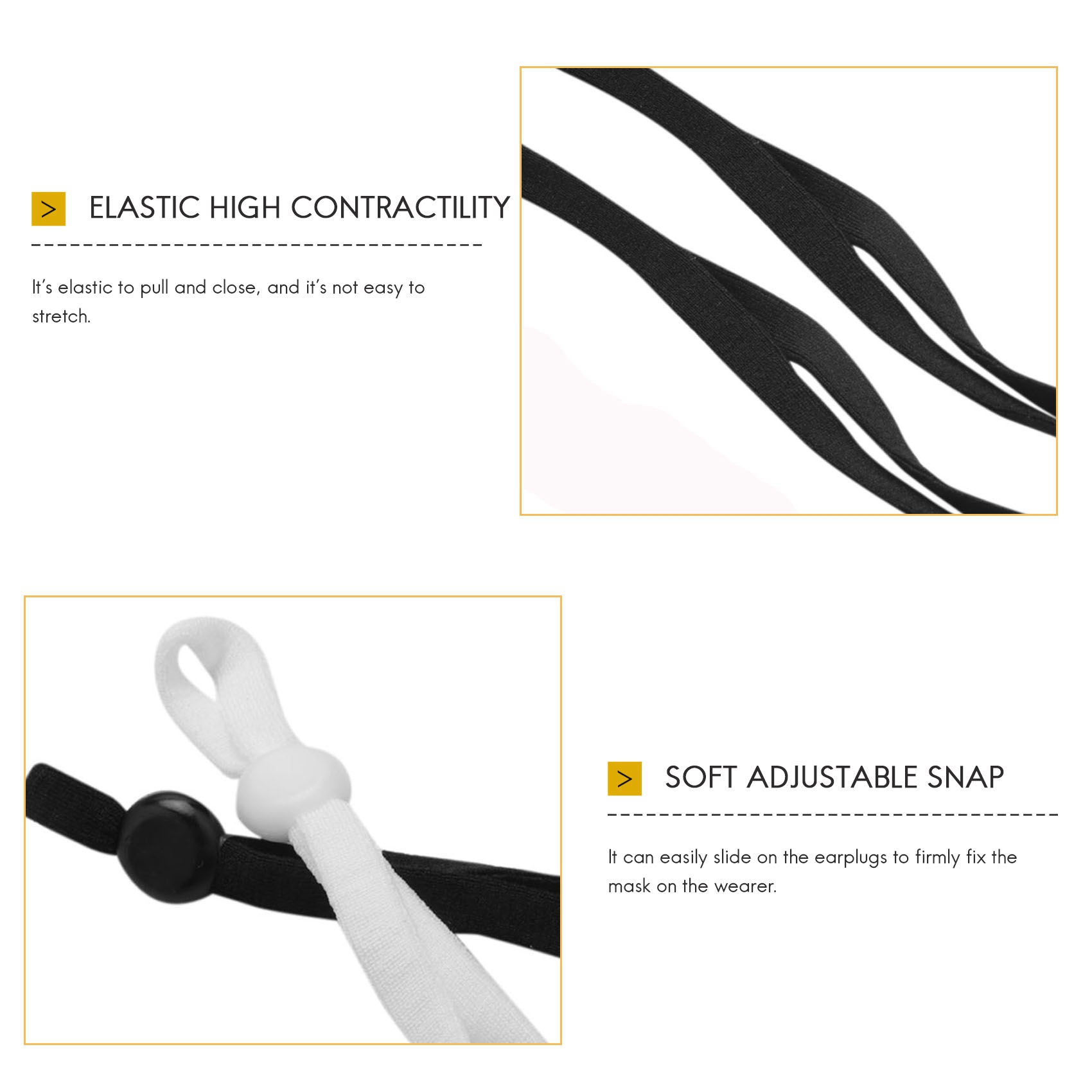 Mask Lanyard Adjustable - A27F-2000 ชิ้น สายยางยืดสำหรับเย็บพร้อมหัวเข็มขัดปรับได้ สายคล้องหน้ากากแบบยืดหยุ่น เชือกคล้องหู เชือกสำหรับทำที่ครอบหู