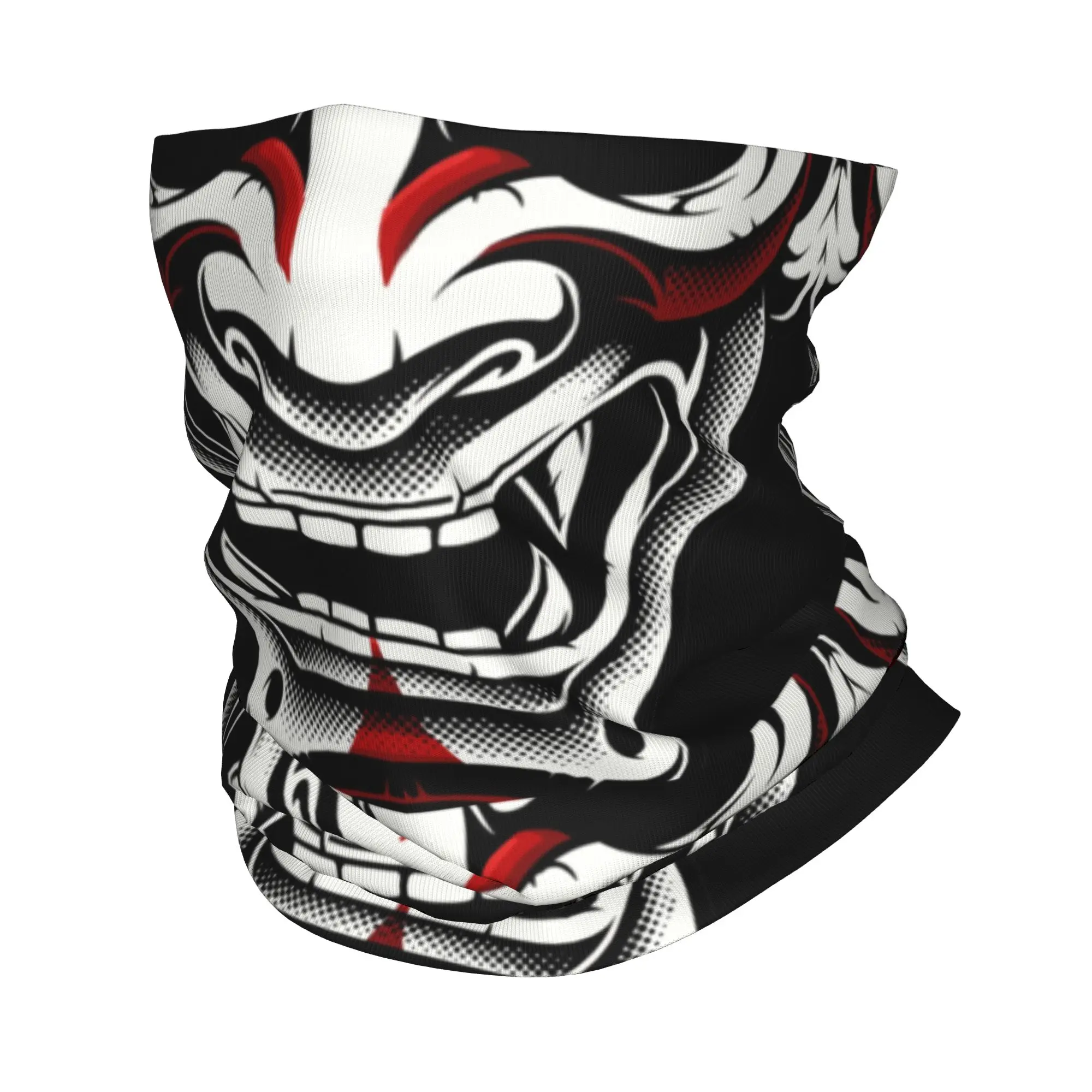 Neck Gaiter Face Cover - ผ้าพันคอ/ผ้าคลุมหน้าแบบใหม่ สีขาวแดง ลายโอคามิ คิทสึเนะ คาบูกิ ญี่ปุ่น