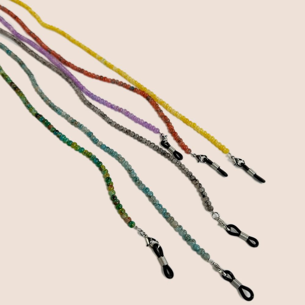 Mask Lanyard Adjustable - สายคล้องแว่นตาแก้วสีน้ำหนักเบา สไตล์วินเทจ ทำมือ พร้อมลูกปัด ปรับความยาวได้ ป้องกันการสูญหาย