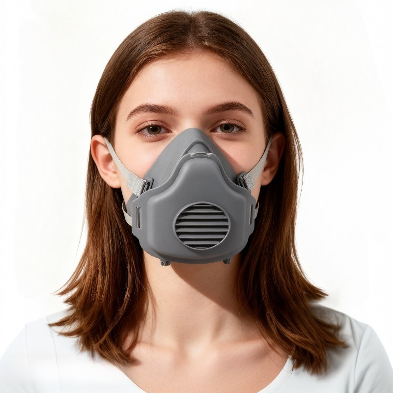 Respirator Half Face - หน้ากากกันฝุ่น หน้ากากยางป้องกันฝุ่นสำหรับงานก่อสร้าง หน้ากากครึ่งหน้าพร้อมแผ่นกรองฝุ่นสำหรับทำความสะอาดบ้าน ช่างไม้ ช่างก่อสร้าง และงานขัดเงา