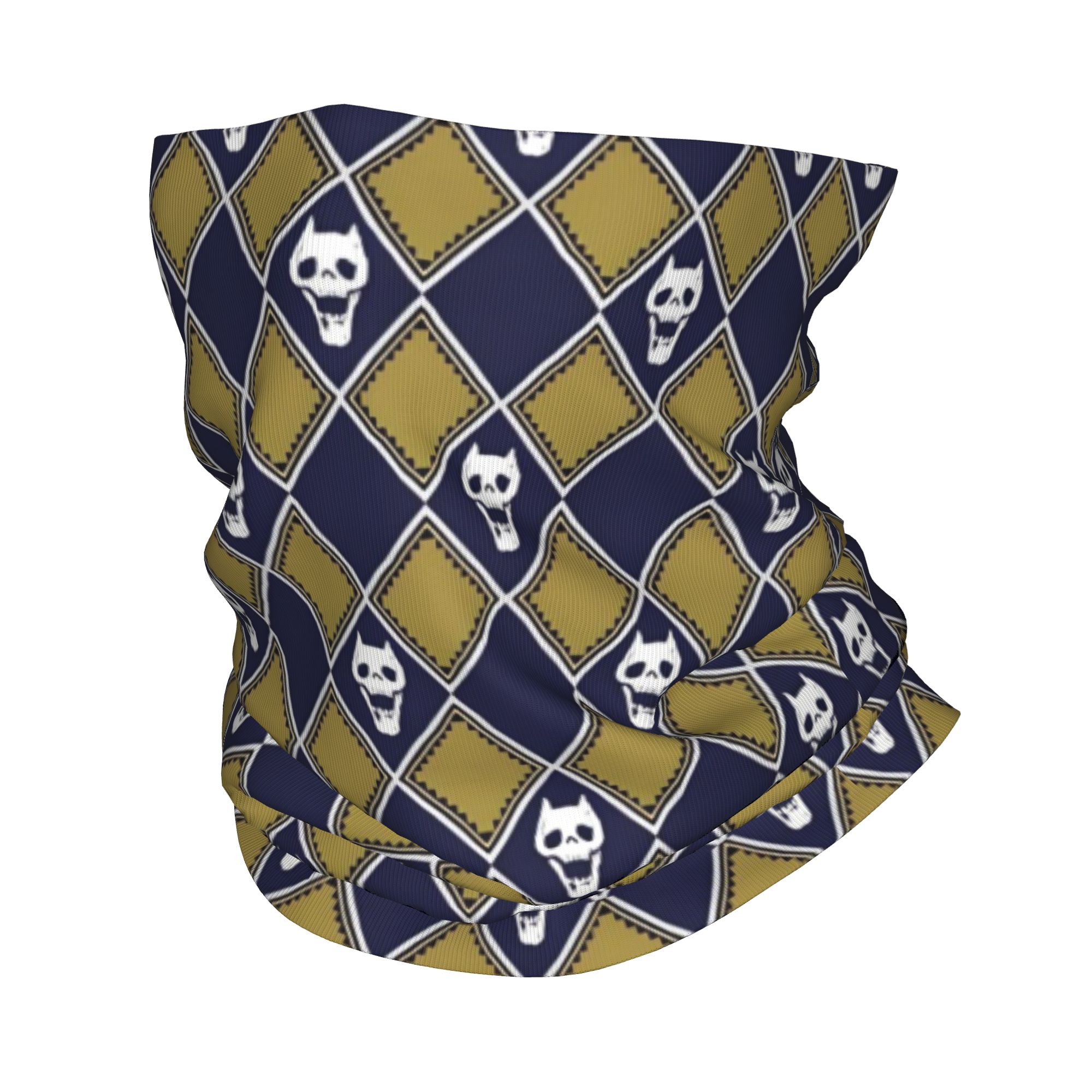 Neck Gaiter Face Cover - ผ้าคลุมหน้าแบบพันคอ ลายโจโจ้ สีทอง-น้ำเงิน ป้องกันลม สำหรับผู้หญิงและผู้ชาย ลายโยชิคาเงะ
