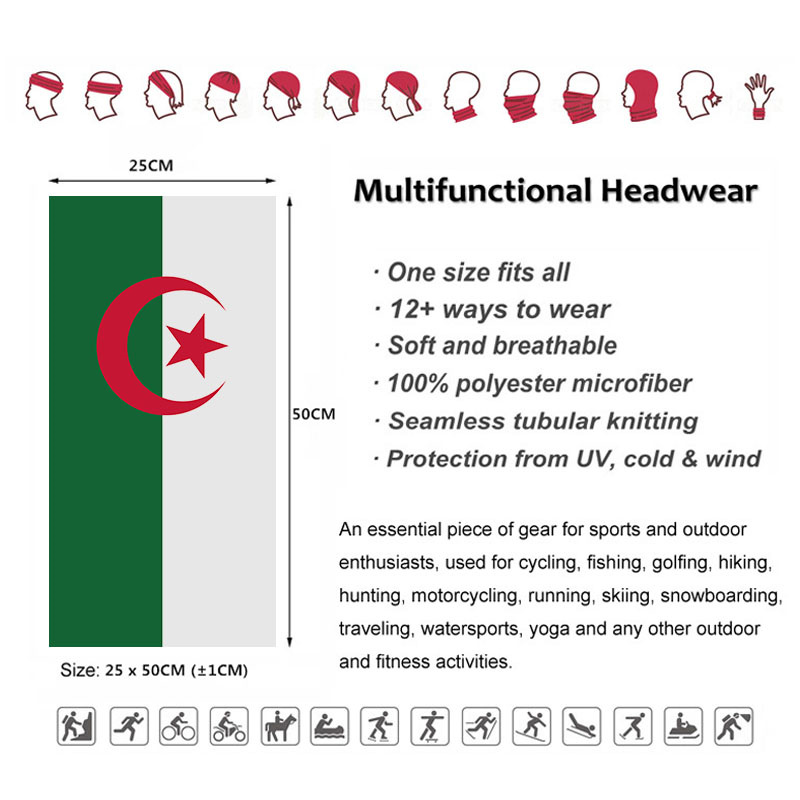 หมวกคลุมศีรษะผ้าพันคอลายธงอัลจ - Neck Gaiter Face Cover บทวิจารณ์และราคา